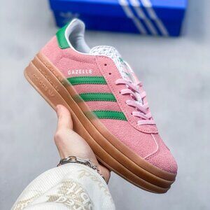 NWT Adidas Gazelle Bold Platform Sneaker Women's Pink Green Anti-fur Sport Shoes